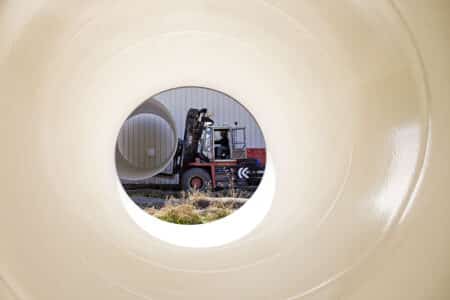view through pipe of forklift with pipe