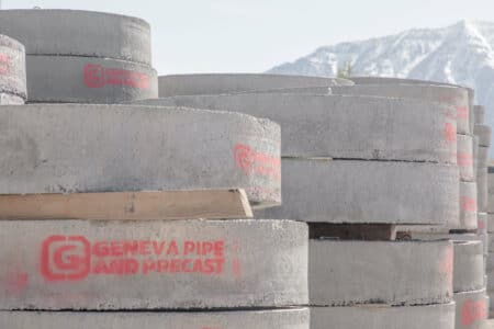 products rcp and precast concrete disks stack with red logo