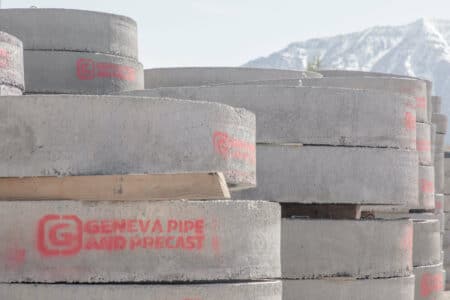 products rcp and precast concrete disks stack with red logo