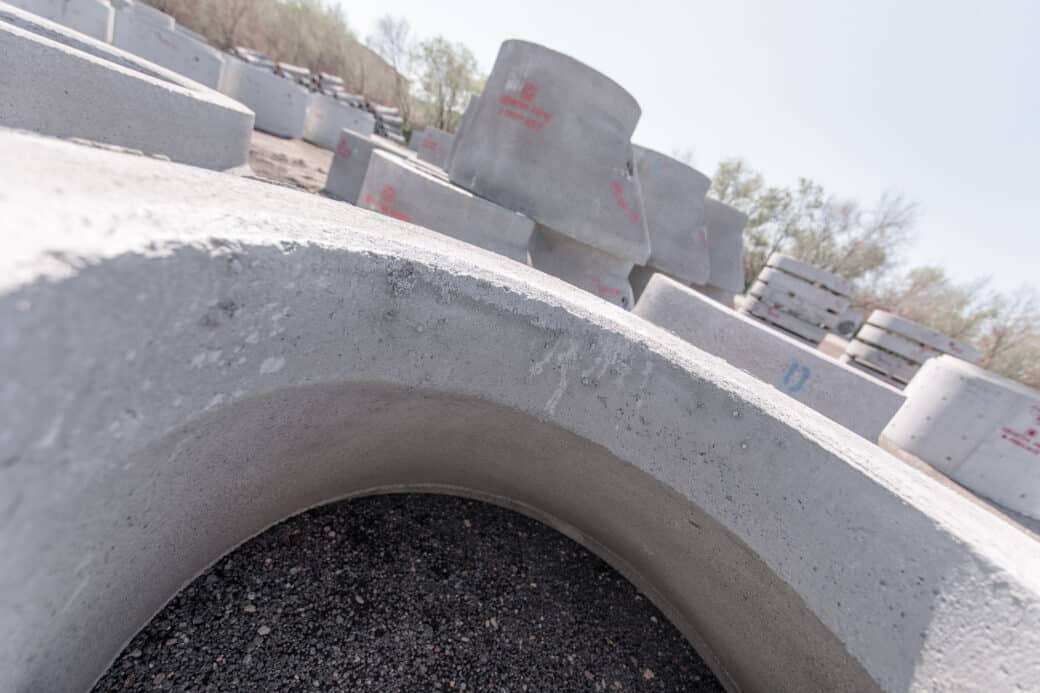 close-up of concrete manhole inserts