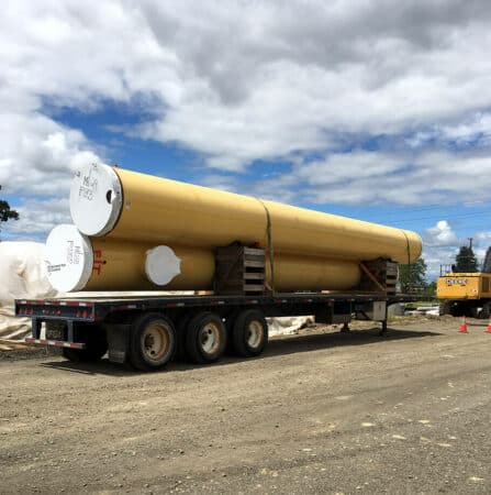 willamette water supply yellow pipes on truck