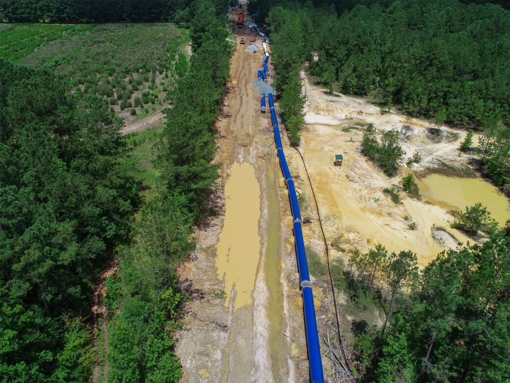 Kings Bluff Parallel Raw Water Main Pipe ready for install