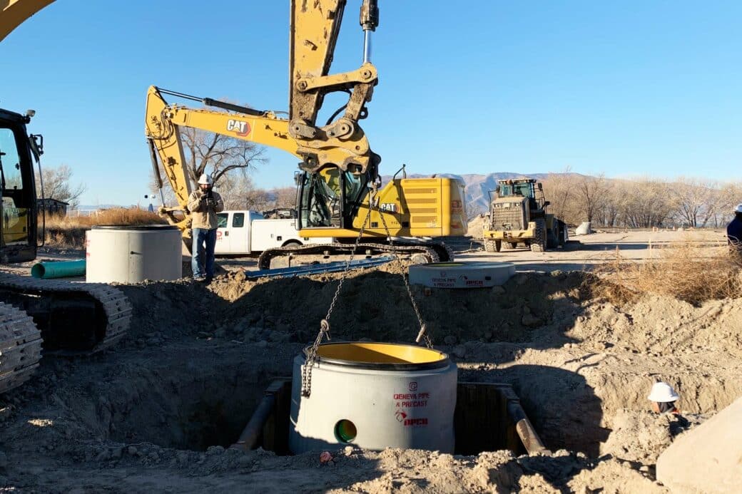 Perfect Lined Manhole being installed with crane