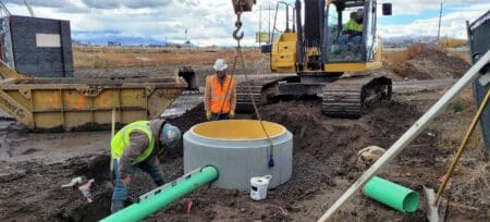 Perfect Lined Manhole being installed with crane