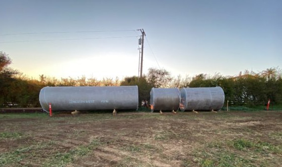 Replacement steel pipe with fittings fabricated by Northwest Pipe Company.