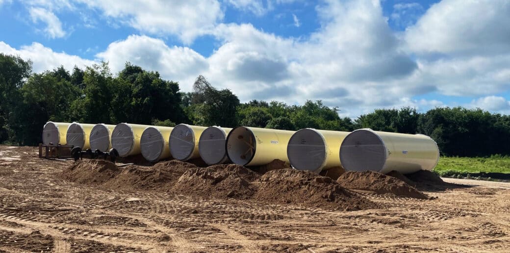 Steel pipe in field